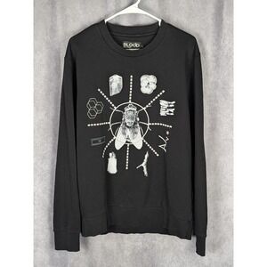 Blood Brother Mens Black Virus Fly Graphic Print Crew Neck Sweatshirt Size L